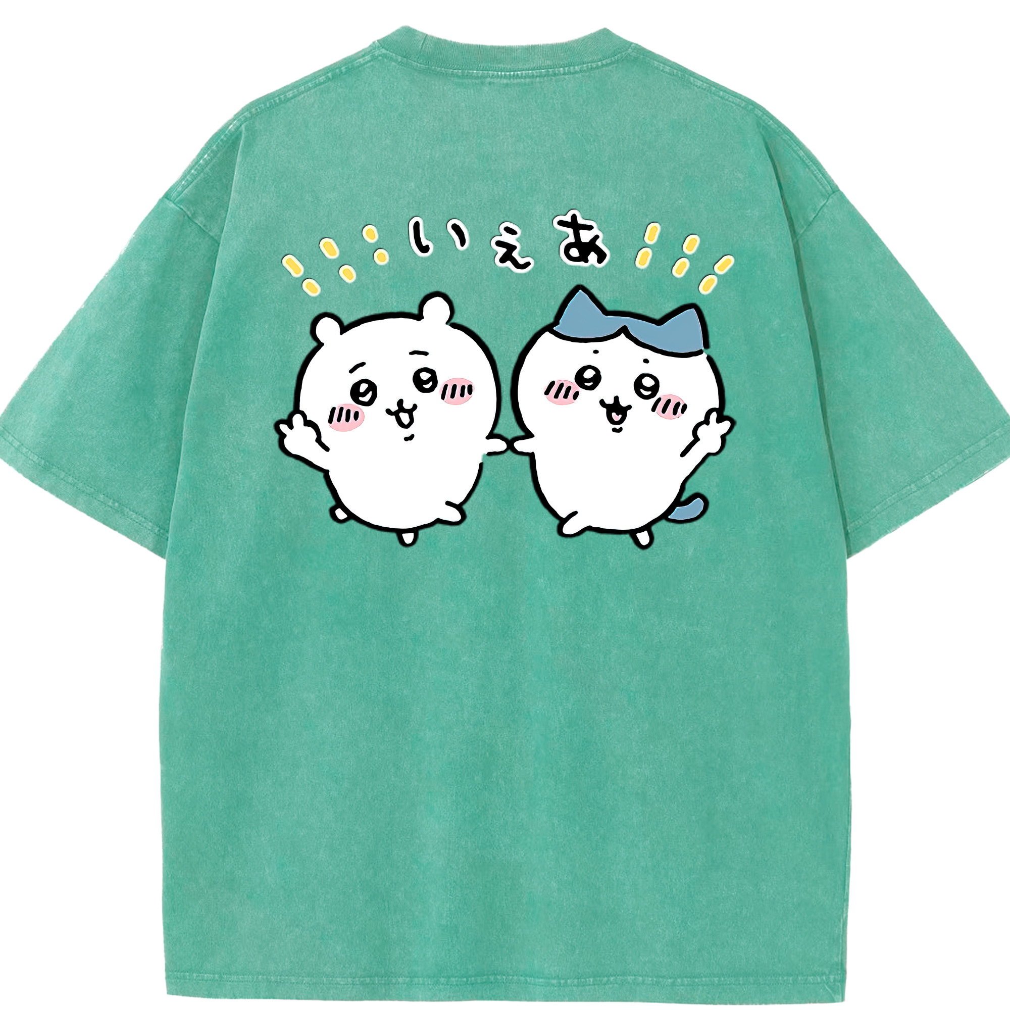 （画像用） ちいかわ ハチワレ Chii-kawa hachiware 綿100% ヴィンテージ風 半袖Tシャツ（背面プリント）